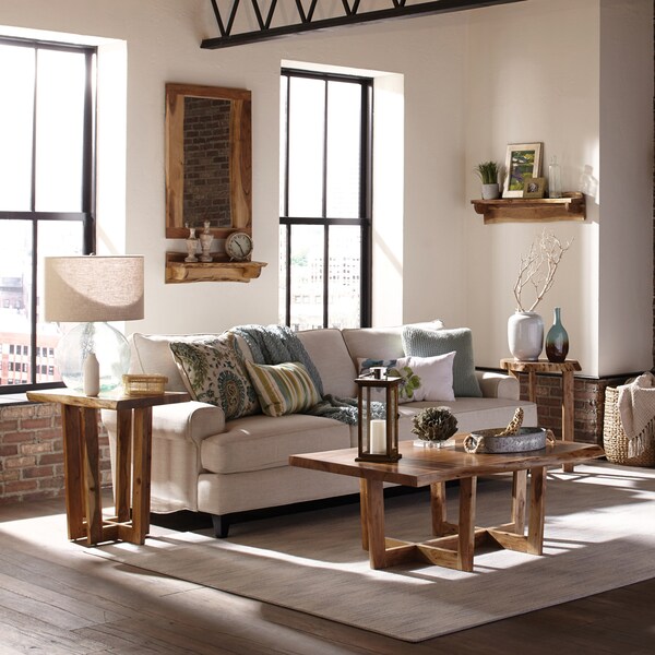 Alaterre Furniture Berkshire Natural Live Edge Wood Large Coffee Table, Weight: 75 - AWBB1220S