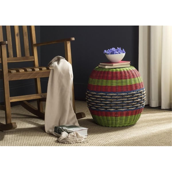 Safavieh Nikos Wicker Barrel Stool- Multi Color - 18 X 18 X 18 In. - SEA8025A