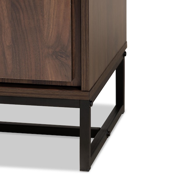 Baxton Studio Neil Modern Walnut Brown Finished Wood and Black Finished Metal Multipurpose Storage Cabinet - 178-11215-ZORO