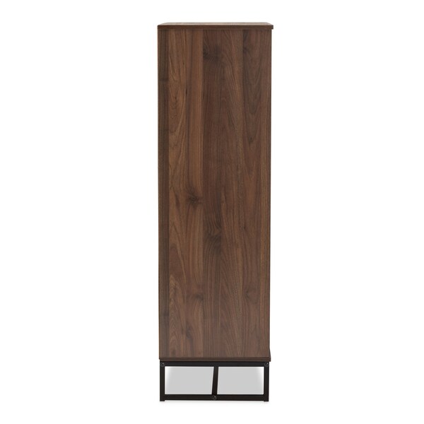 Baxton Studio Neil Modern Walnut Brown Finished Wood and Black Finished Metal Multipurpose Storage Cabinet - 178-11215-ZORO