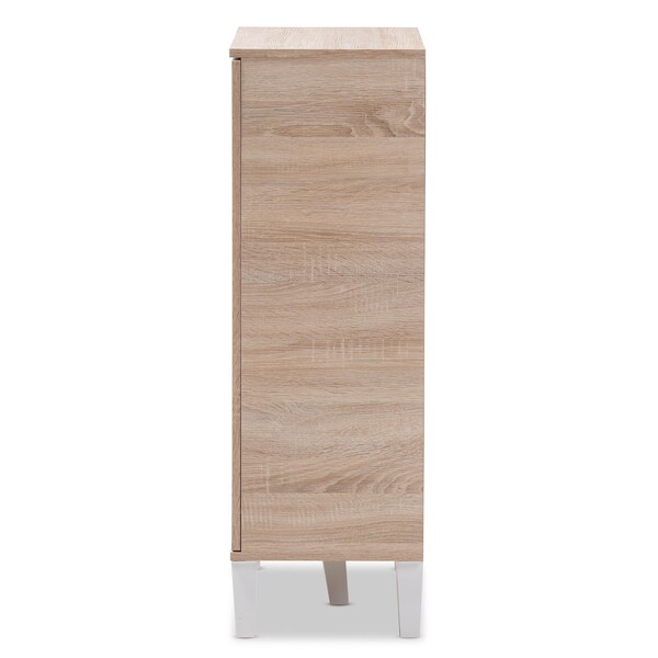 Baxton Studio Adelina Mid-Century Modern 1-door Oak and Grey Wood Shoe Cabinet - 138-7710