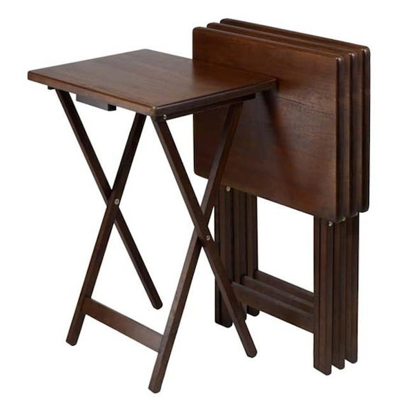 Winsome Trading Winsome Trading 94419 Set of 4 Single TV tables  Rect  Walnut - 94120 - 94419