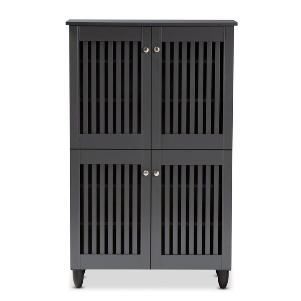 Baxton Studio Fernanda Dark Gray 4-Door Wooden Entryway Shoe Storage Cabinet - 152-9169