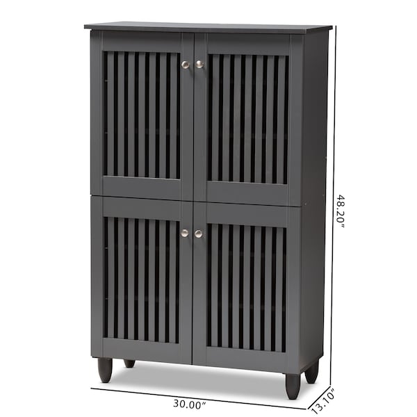 Baxton Studio Fernanda Dark Gray 4-Door Wooden Entryway Shoe Storage Cabinet - 152-9169