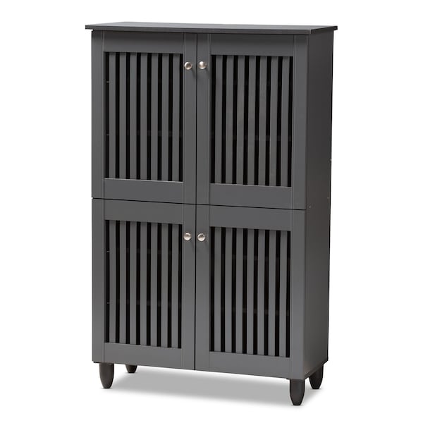 Baxton Studio Fernanda Dark Gray 4-Door Wooden Entryway Shoe Storage Cabinet - 152-9169