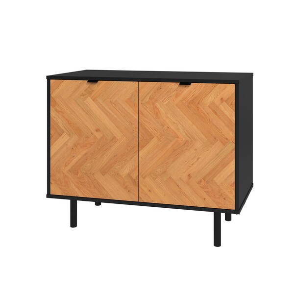 Manhattan Comfort Liam Accent Cabinet in Black and Wood - AC-310AMC247