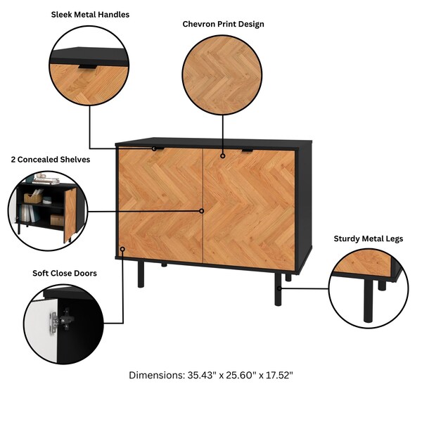 Manhattan Comfort Liam Accent Cabinet in Black and Wood - AC-310AMC247