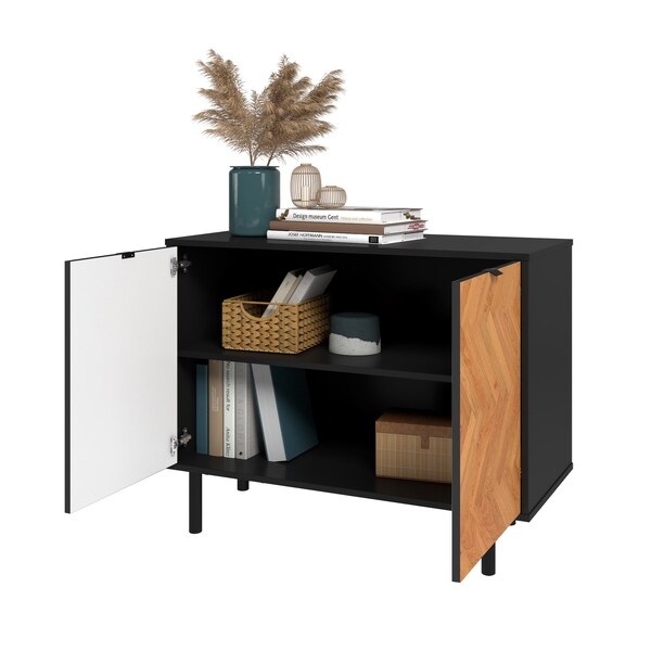 Manhattan Comfort Liam Accent Cabinet in Black and Wood - AC-310AMC247
