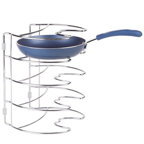 Interdesign Skillet Organizer, Steel, Chrome-Plated, 11 in L, 9.11 in W, 7.8 in H - 48770