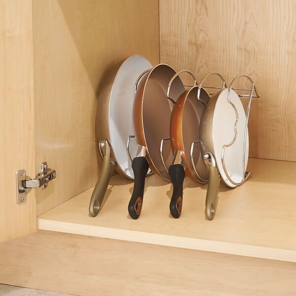 Interdesign Skillet Organizer, Steel, Chrome-Plated, 11 in L, 9.11 in W, 7.8 in H - 48770