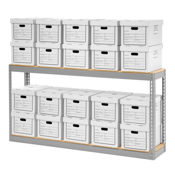 Global Industrial Record Storage With Boxes 72W x 15D x 36H, Gray - B2297945