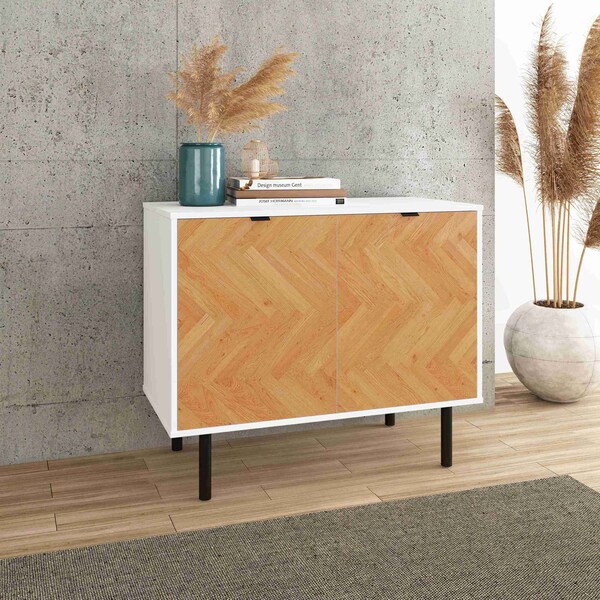Manhattan Comfort Liam Accent Cabinet in White and Wood - AC-310AMC246