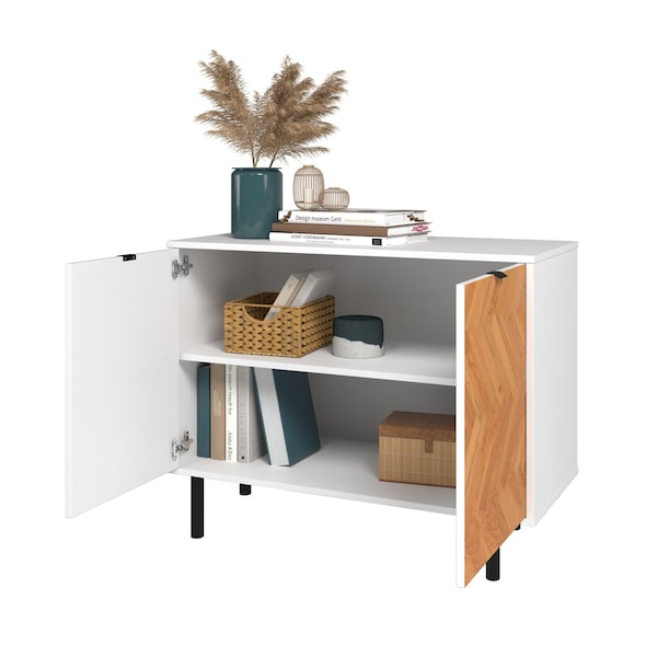 Manhattan Comfort Liam Accent Cabinet in White and Wood - AC-310AMC246