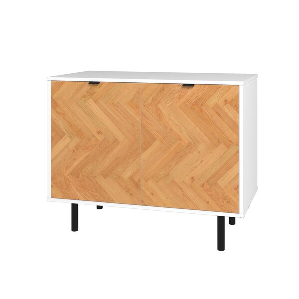 Manhattan Comfort Liam Accent Cabinet in White and Wood - AC-310AMC246