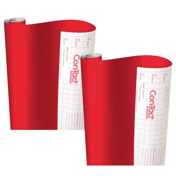 Con-Tact Brand Creative Covering Adhesive Covering, Red, 18'' x 16 ft., 2PK - 16F-C9AH32-06