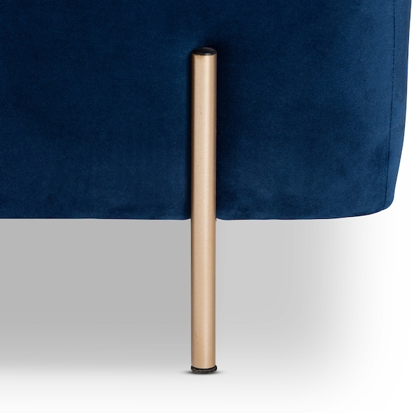 Baxton Studio Rockwell Glam and Luxe Navy Blue Velvet Upholstered and Gold Finished Metal Storage Bench - 198-12209-ZORO