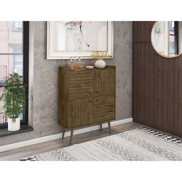 Manhattan Comfort Bogart Accent Cabinet in Rustic Brown and Nature - 255BMC9