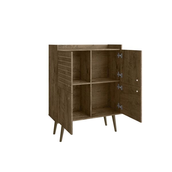 Manhattan Comfort Bogart Accent Cabinet in Rustic Brown and Nature - 255BMC9