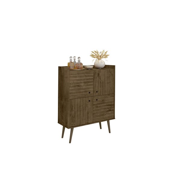 Manhattan Comfort Bogart Accent Cabinet in Rustic Brown and Nature - 255BMC9