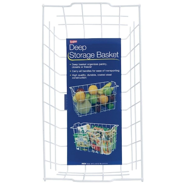 Grayline 8-3/4 In. W. x 9-1/4 In. H. x 16 In. L. Vinyl Coated Wire Deep Storage Basket, White - 40604
