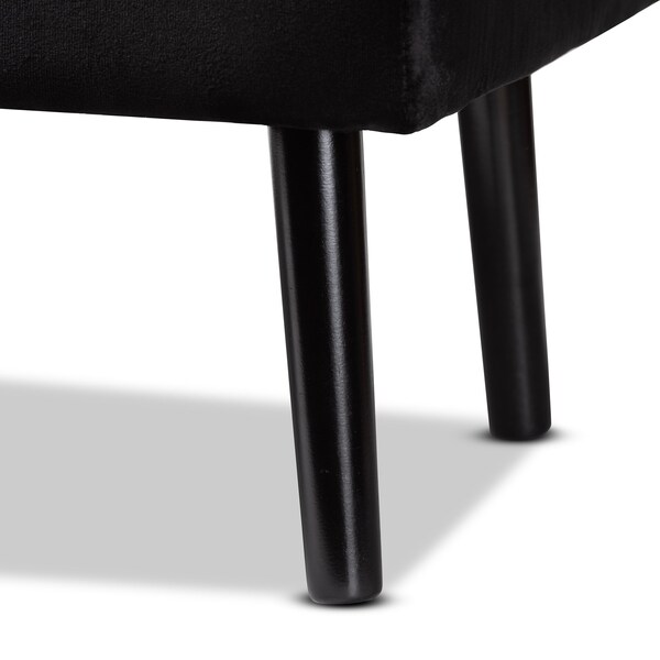 Baxton Studio Caine ModernBlack Velvet Upholstered and Dark Brown Finished Wood Storage Bench - 197-12203-ZORO