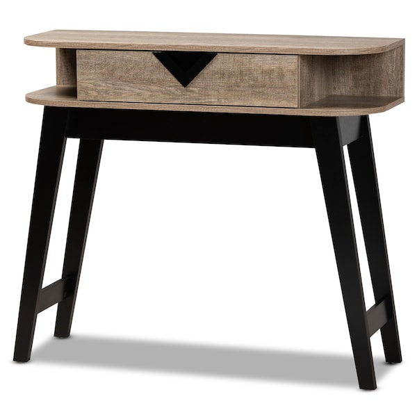 Baxton Studio Wales ModernLight Brown Finished Wood 1-Drawer Console Table - 196-11913-ZORO