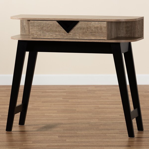 Baxton Studio Wales ModernLight Brown Finished Wood 1-Drawer Console Table - 196-11913-ZORO