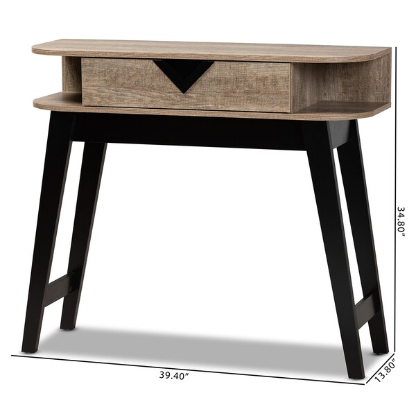 Baxton Studio Wales ModernLight Brown Finished Wood 1-Drawer Console Table - 196-11913-ZORO