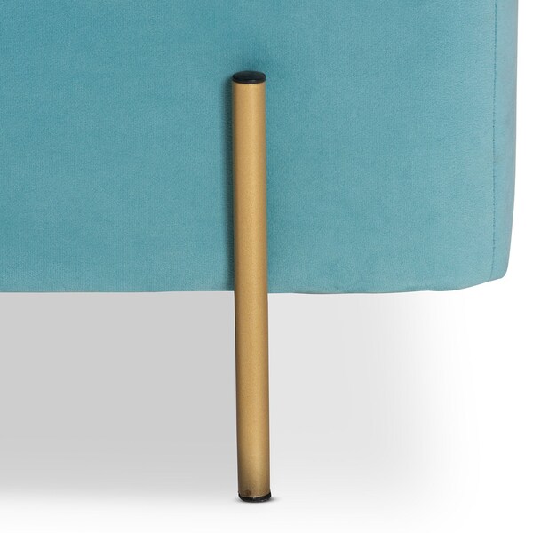 Baxton Studio Rockwell Glam and Luxe Sky Blue Velvet Upholstered and Gold Finished Metal Storage Bench - 198-12212-ZORO