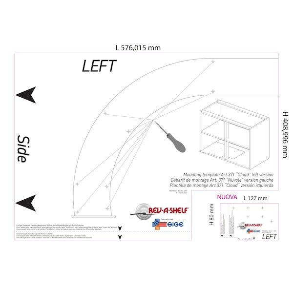 Rev-A-Shelf Steel, Orion Gray, 33 in W, 6.5 in H, 21.85 in D, 21.85 in L, Orion Gray - 5371-15-FOG-L