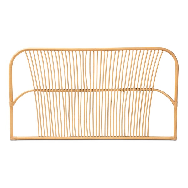 Baxton Studio Laina Modern Bohemian Natural Brown Rattan Queen Size Wallmount Headboard - 211-12749-ZORO
