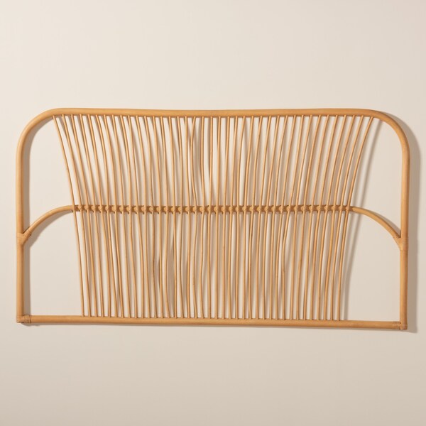 Baxton Studio Laina Modern Bohemian Natural Brown Rattan Queen Size Wallmount Headboard - 211-12749-ZORO