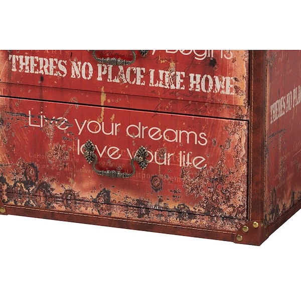 Baxton Studio Lorand Vintage Faux Leather and Wood 3-Drawer Storage Trunk - 246-13722-ZORO