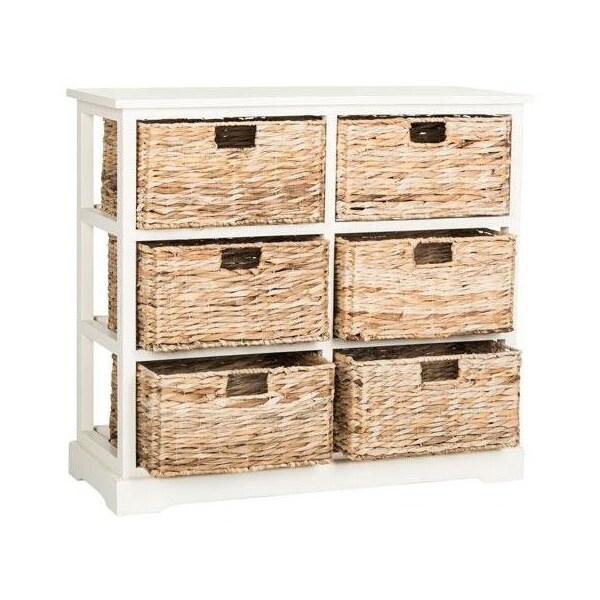 Safavieh Keenan 6 Basket Storage Chest- Distressed White - 29.5 x 13.4 x 32.1 in. - AMH5740B