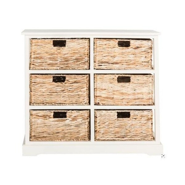 Safavieh Keenan 6 Basket Storage Chest- Distressed White - 29.5 x 13.4 x 32.1 in. - AMH5740B