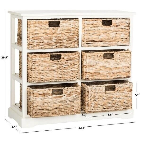 Safavieh Keenan 6 Basket Storage Chest- Distressed White - 29.5 x 13.4 x 32.1 in. - AMH5740B