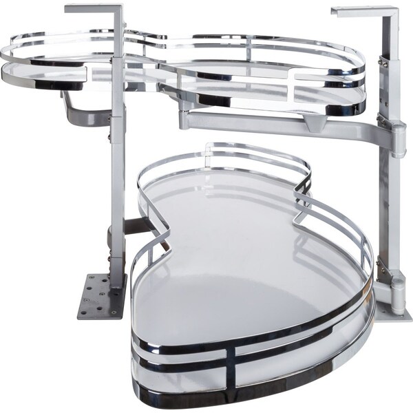 Hardware Resources 18" Polished Chrome and White Blind Corner Swingout for Openings on the Right of the Blind - BCSO218PCWH-RH