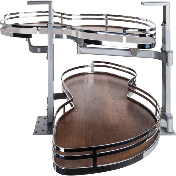 Hardware Resources 15" Polished Chrome and Walnut Blind Corner Swingout for Openings on the Right of the Blind - BCSO215PCWD-RH