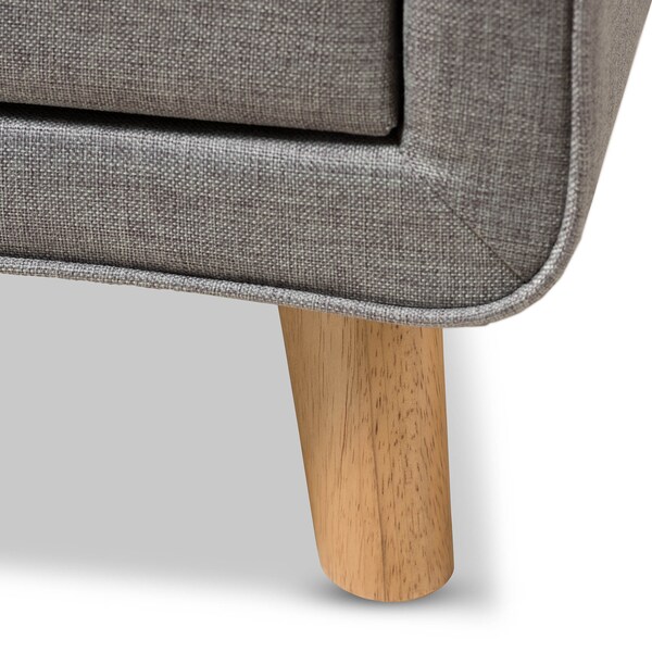 Baxton Studio Jonesy Mid-Century Grey Upholstered 2-Drawer Nightstand - 135-7288