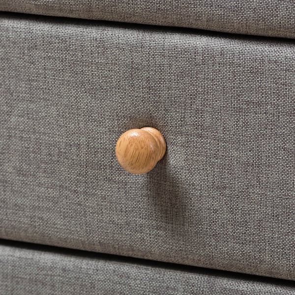 Baxton Studio Jonesy Mid-Century Grey Upholstered 2-Drawer Nightstand - 135-7288