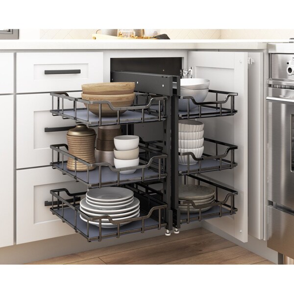 Hardware Resources Extra Black Nickel Baskets for 18" STORAGE WITH STYLE Blind Corner Organizer - SWS-BCBAS18BN