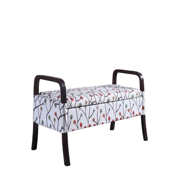 Ore Furniture 23.25 In. Cherry Blossom Wooden Arm Storage Bench - HB4713