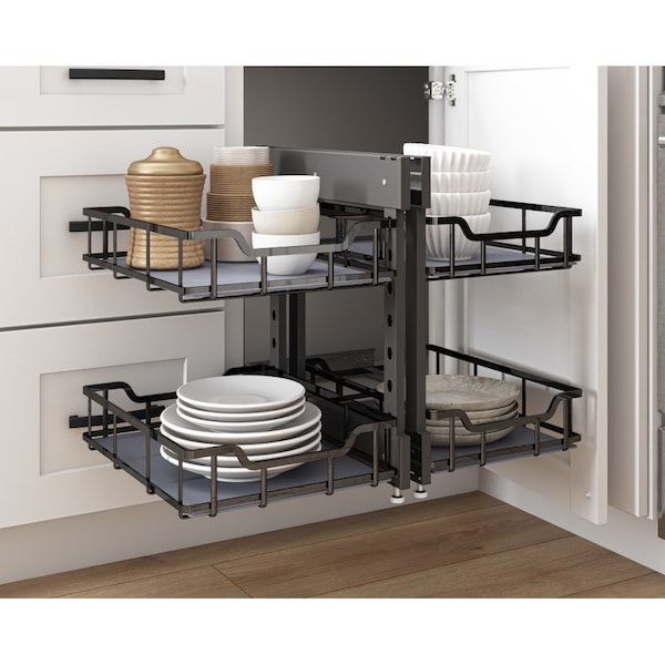 Hardware Resources STORAGE WITH STYLE Black Nickel 18" Blind Corner Organizer - SWS-BCS18BN