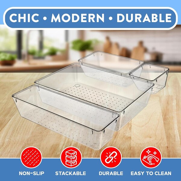 Emporio Kitchen Drawer Organizer SetIncludes 12-Pc 9x6in. bins 20-Pc 9x3in. bins, 18-Pc 6x3Bins, 22-Pc 3x3in. - EMPORGN72
