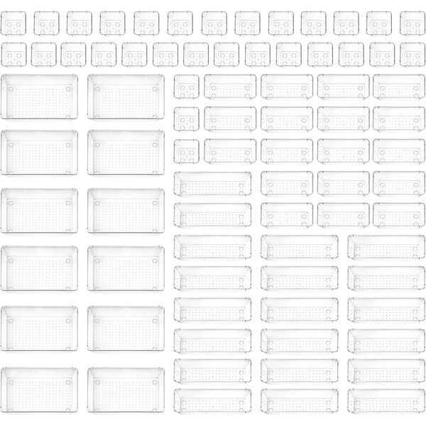 Emporio Kitchen Drawer Organizer SetIncludes 12-Pc 9x6in. bins 20-Pc 9x3in. bins, 18-Pc 6x3Bins, 22-Pc 3x3in. - EMPORGN72
