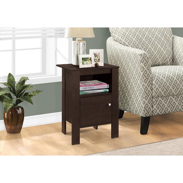 Homeroots Cappuccino Night Stand Accent Table with Storage - 332734