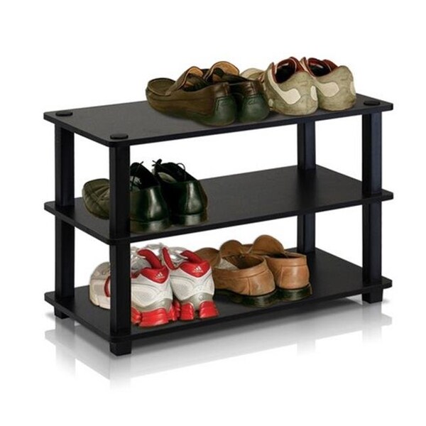 Furinno Furinno Turn-S-Tube 3-Tier Shoe Rack; Espresso & Black - 15.4 x 23.6 x 11.6 in. - 13080EX/BK