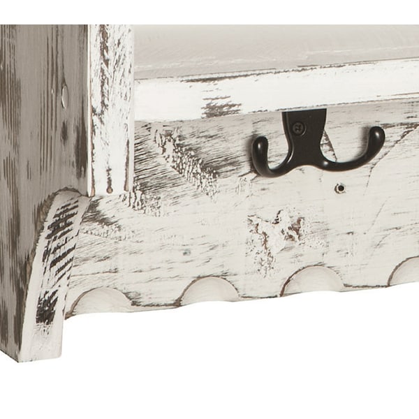 Alaterre Furniture Country Cottage Coat Hooks with Storage Cubbies, White Antique Finish - ACCA04WA