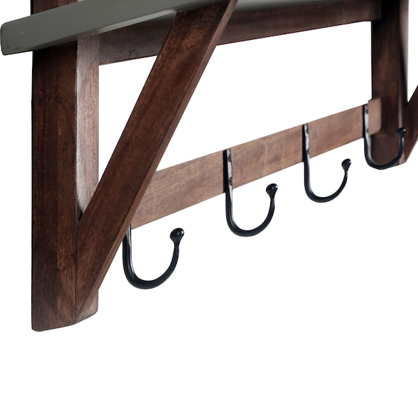 Alaterre Furniture Brookside 40"W Concrete-Top Wood Entryway Coat Hook - AWBS2470