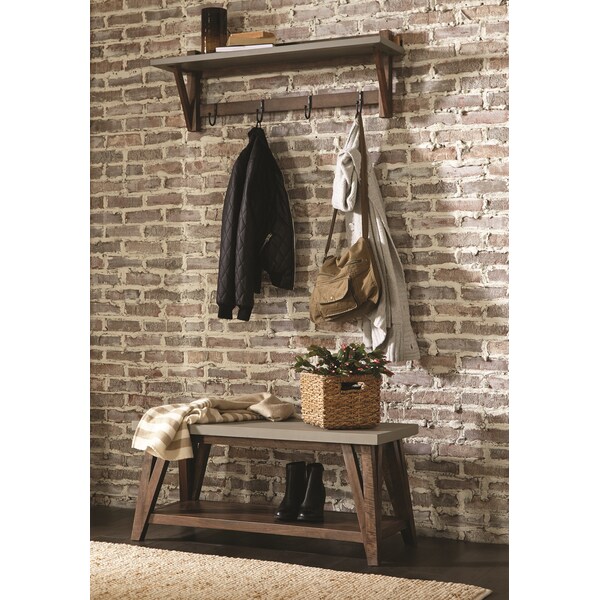 Alaterre Furniture Brookside 40"W Concrete-Top Wood Entryway Coat Hook - AWBS2470